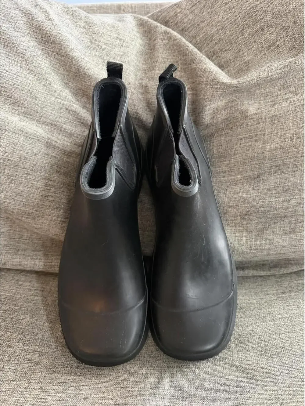 Eddie Bauer Rubber Chelsea Boots Womens Size 10 Black Pull On Rain Shoes